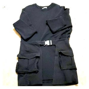 Zara black dress with belt and 2 pockets